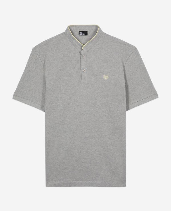grey pique cotton polo t-shirt