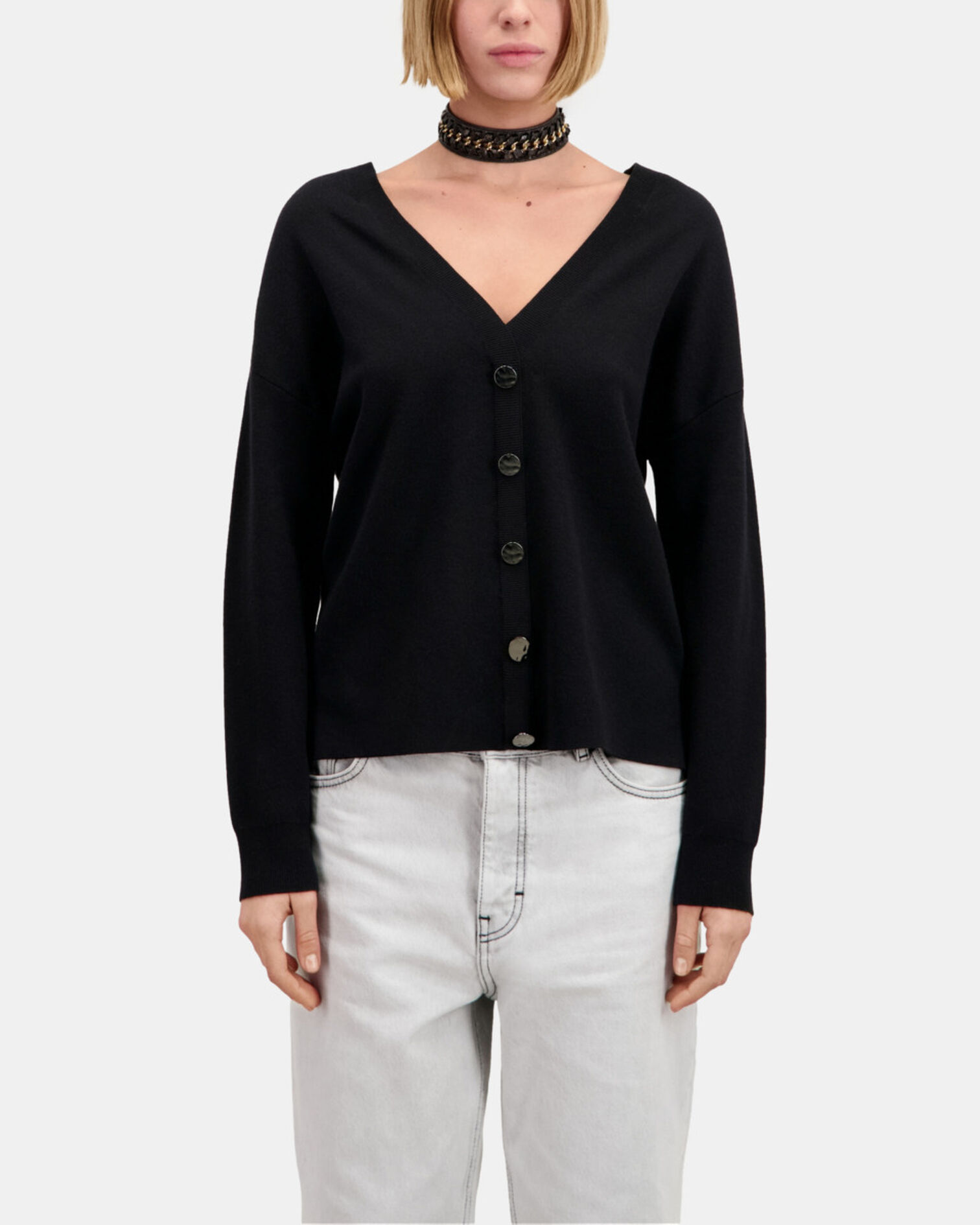 Pull avec boutonnage dans le dos, BLACK, hi-res image number null