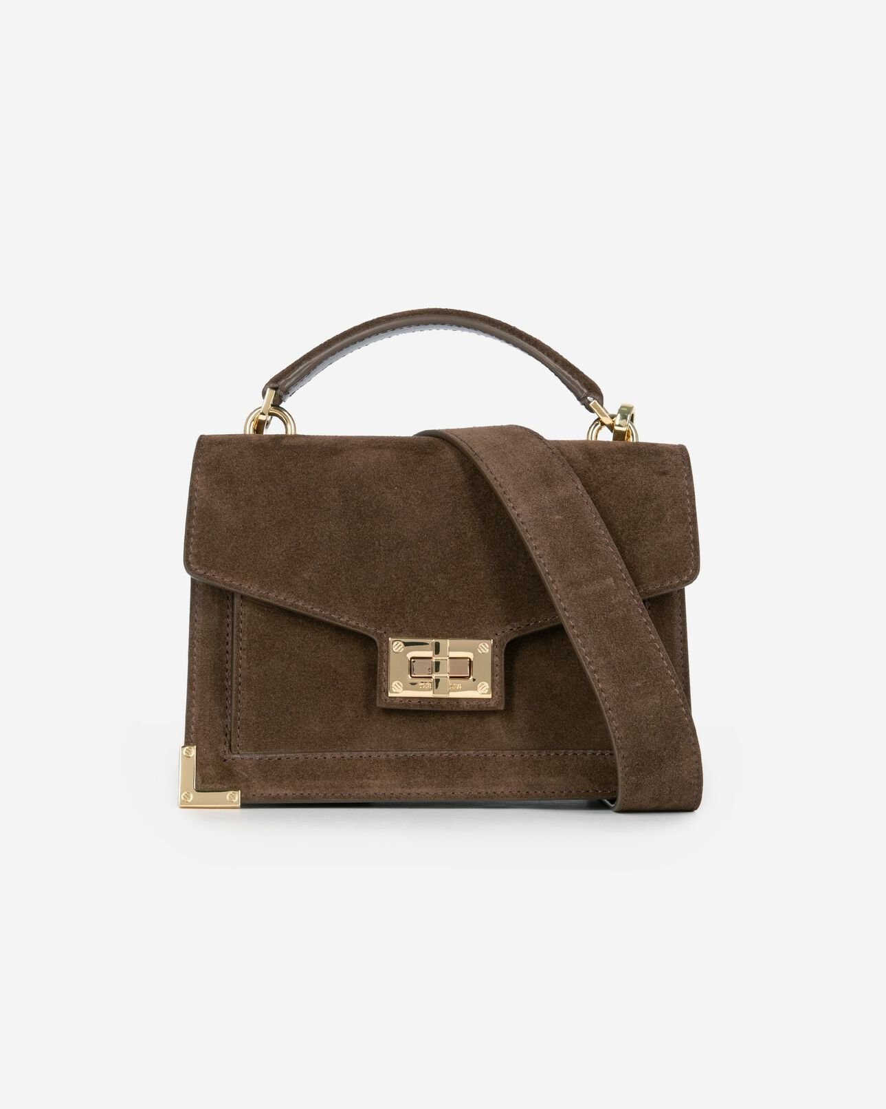 The Kooples FEMME CHOCOLATE sac emily small en suède marron