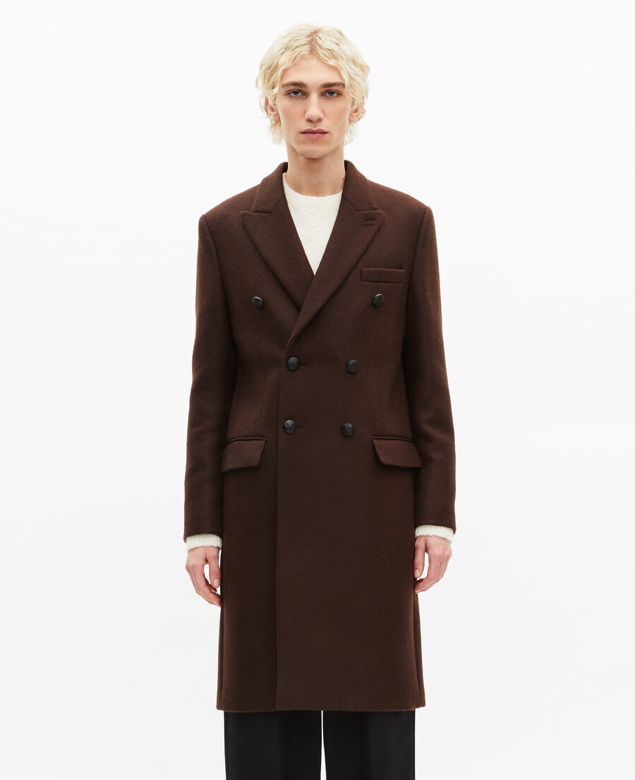 The Kooples H CHOCOLATE long brown wool coat