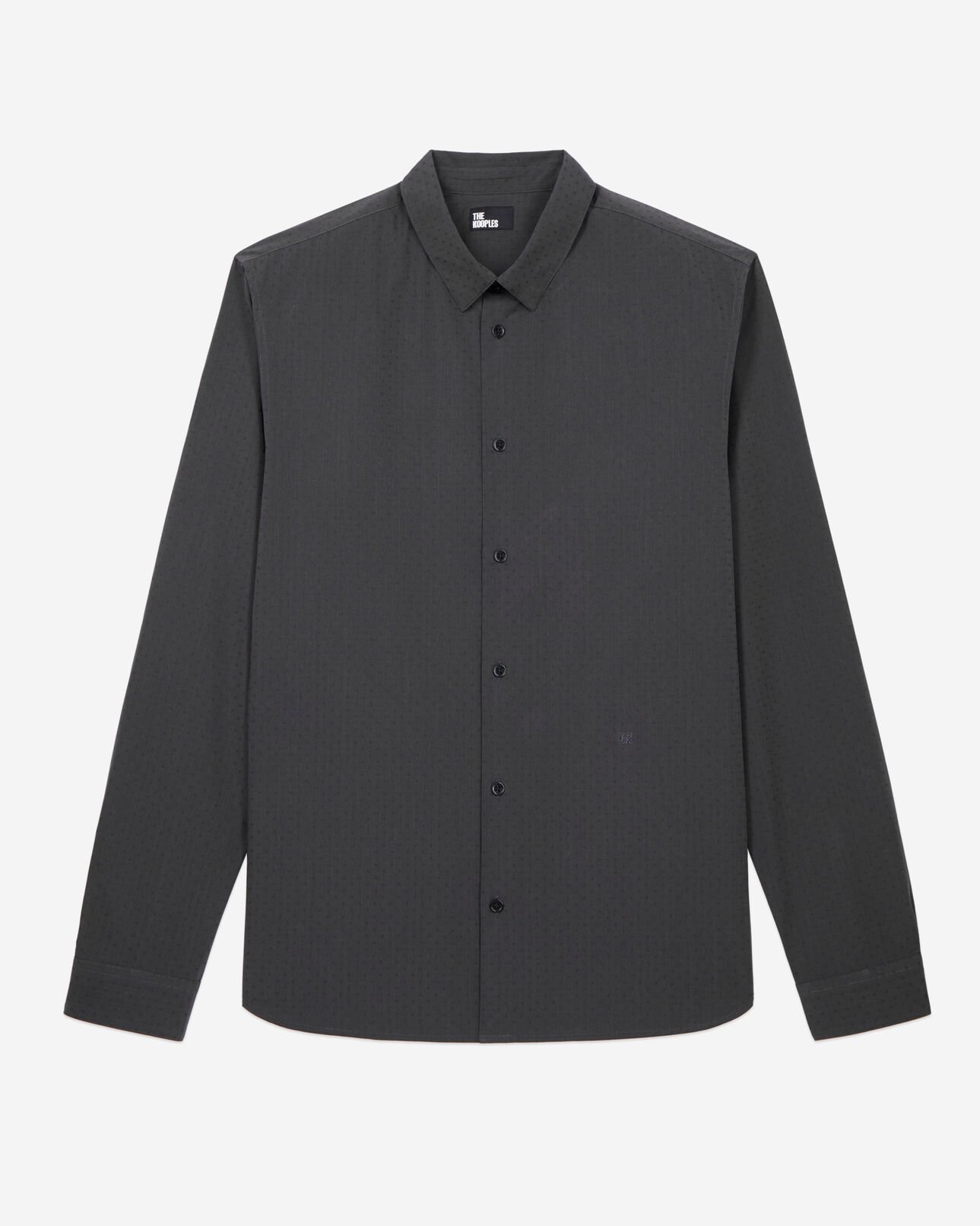 The Kooples MEN BLACK charcoal gray shirt with micro patterns
