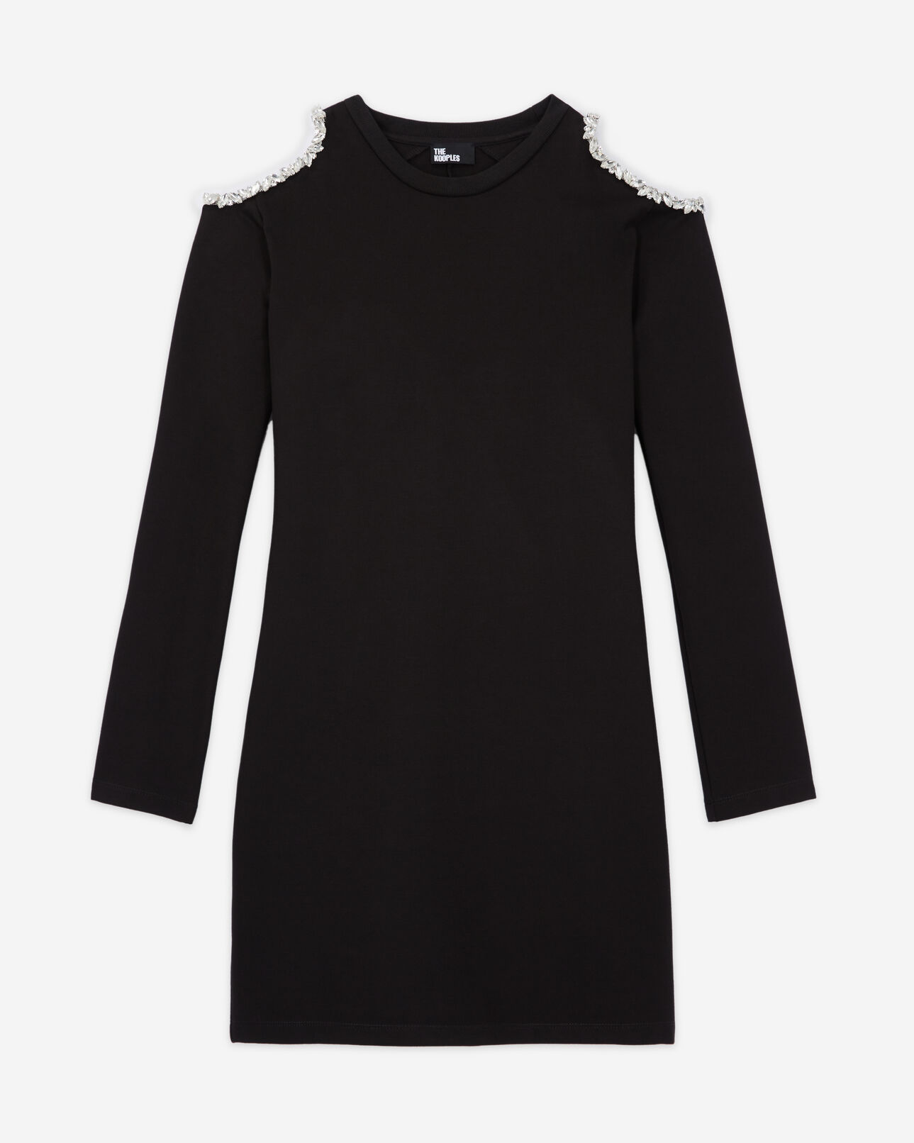 The Kooples FEMME BLACK robe courte détails épaules noire