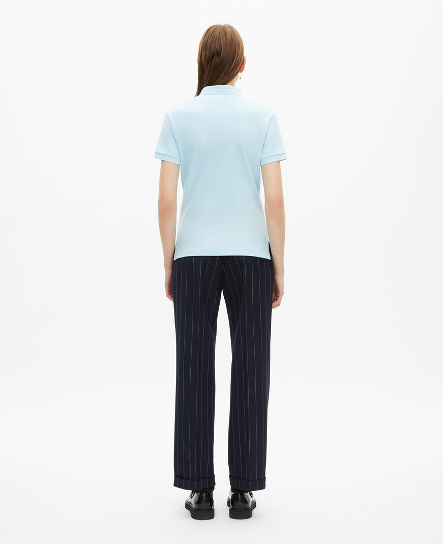The Kooples WOMEN BABY BLUE light blue mandarin collar polo shirt