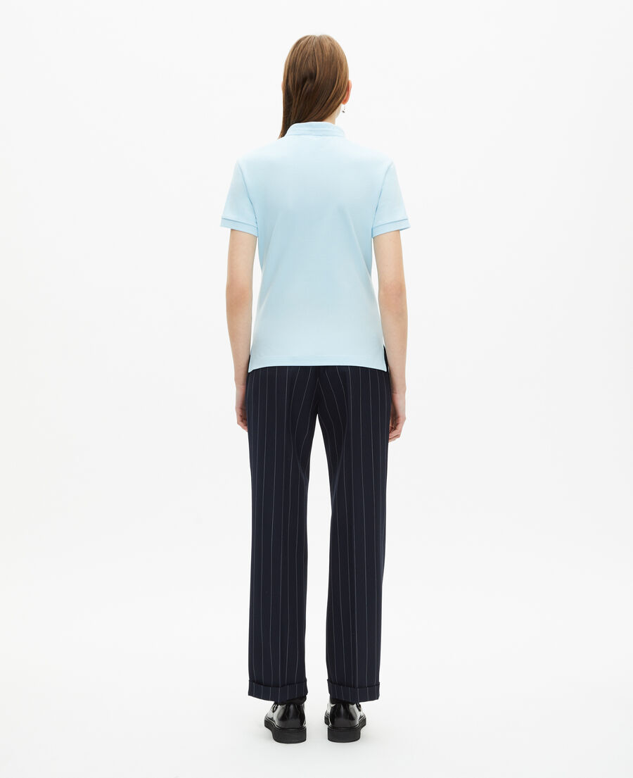 The Kooples WOMEN BABY BLUE light blue mandarin collar polo shirt