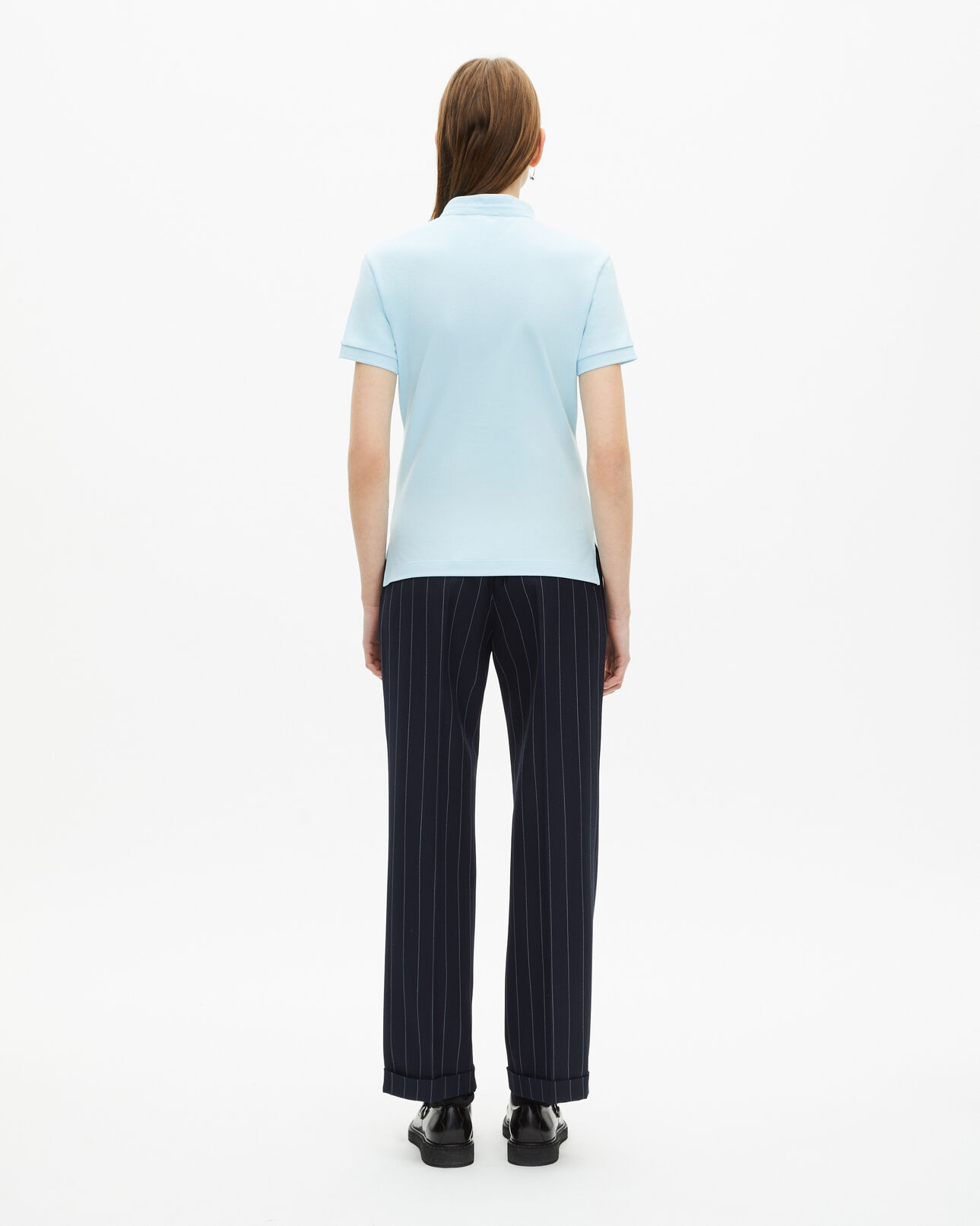The Kooples WOMEN BABY BLUE light blue mandarin collar polo shirt