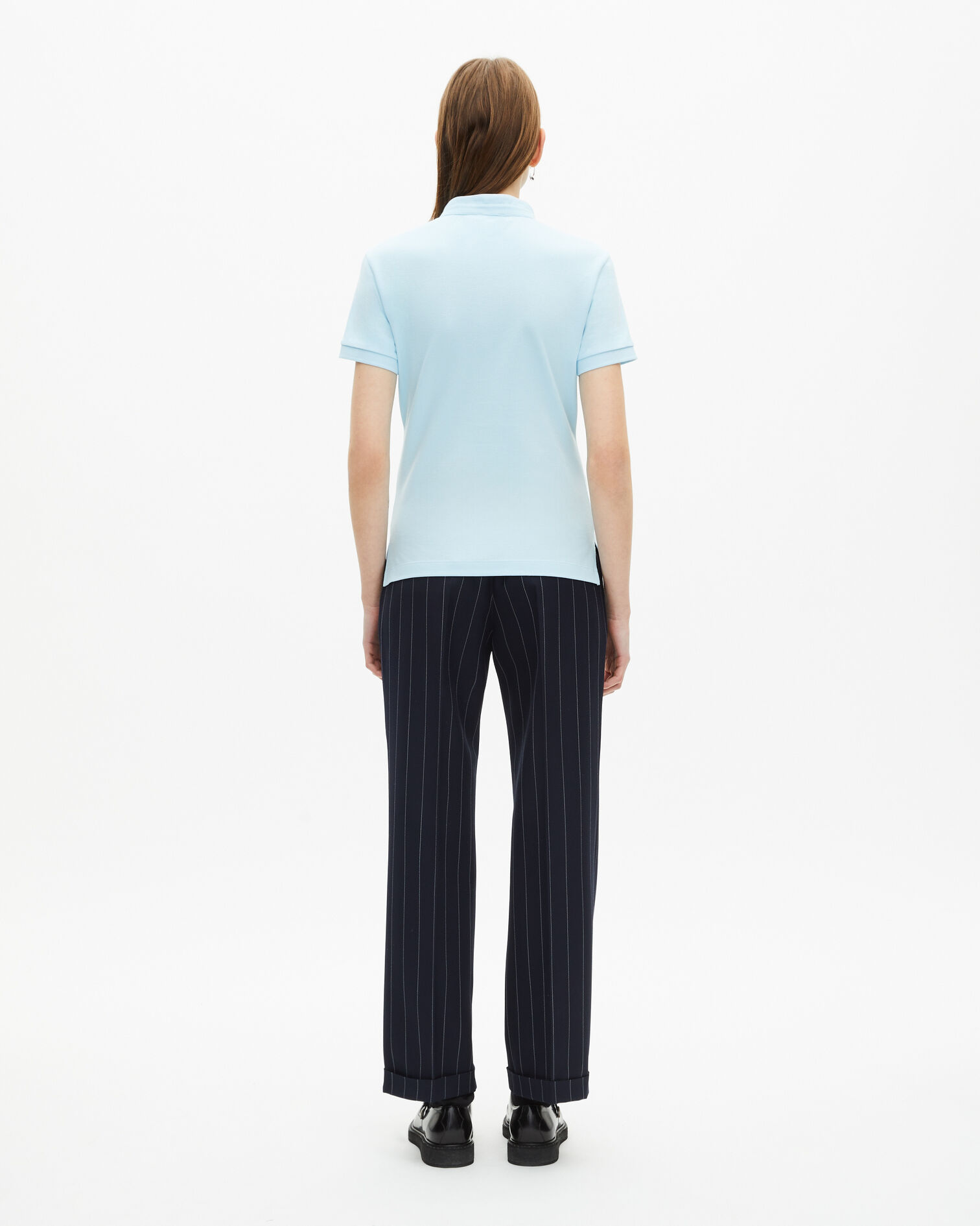 Light blue mandarin collar polo shirt, BABY BLUE, hi-res image number null