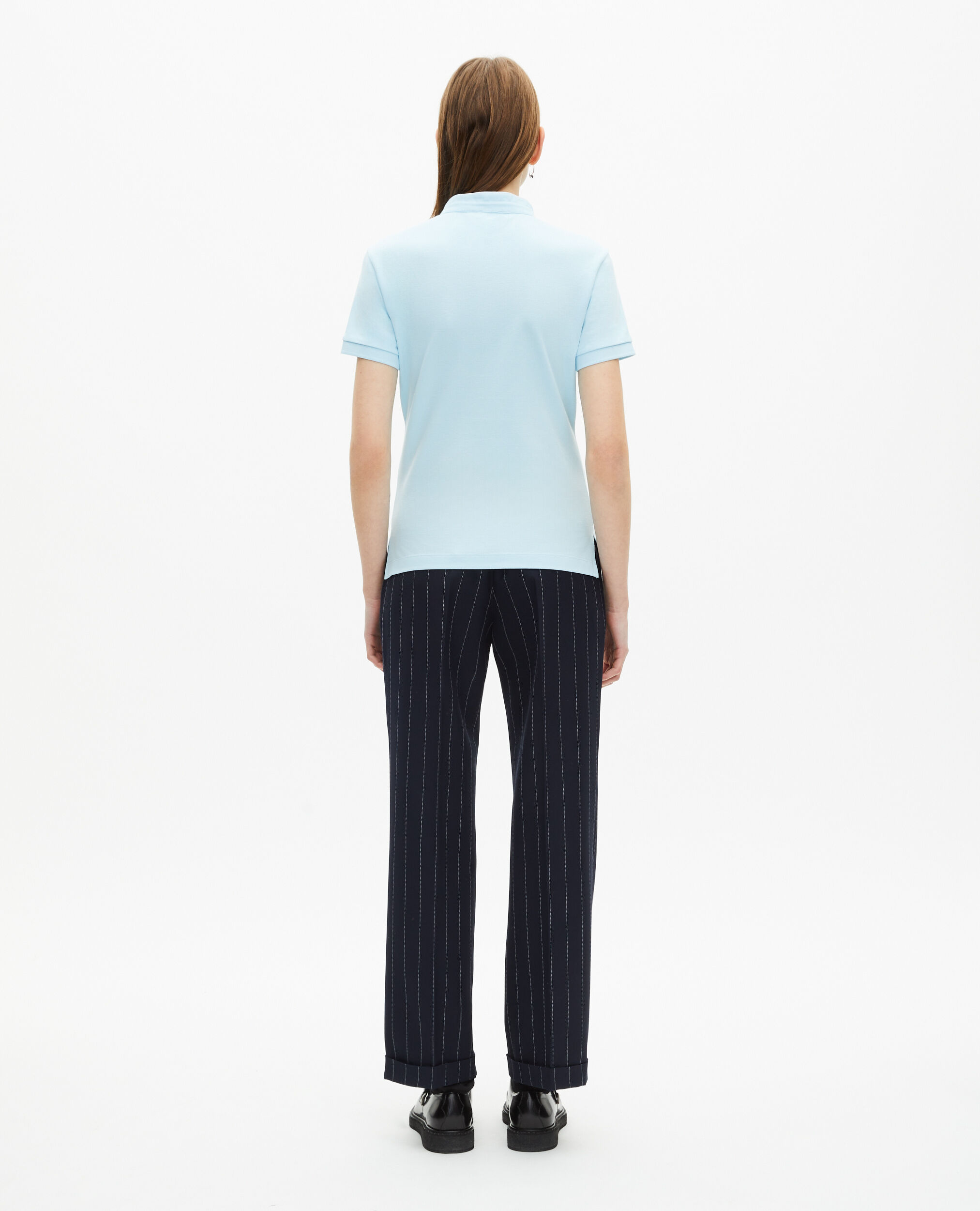 Light blue mandarin collar polo shirt, BABY BLUE, hi-res image number null