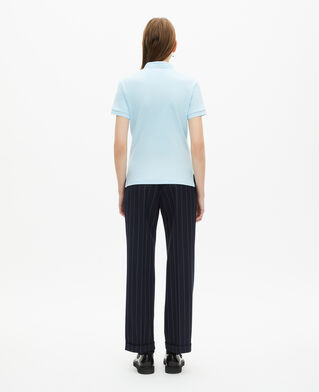 The Kooples WOMEN BABY BLUE light blue mandarin collar polo shirt