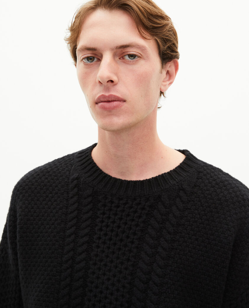 The Kooples HOMME BLACK pull torsadé en laine noir