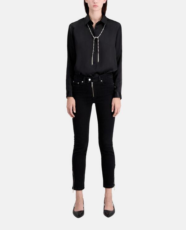 black slim jeans with zip