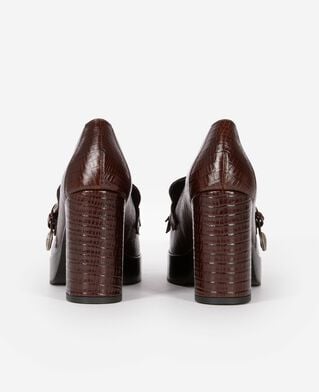 The Kooples DAMEN BROWN mokassins mit abs&auml;tzen aus braunem leder