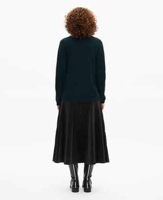 The Kooples F FOREST dark green wool stand-up collar sweater