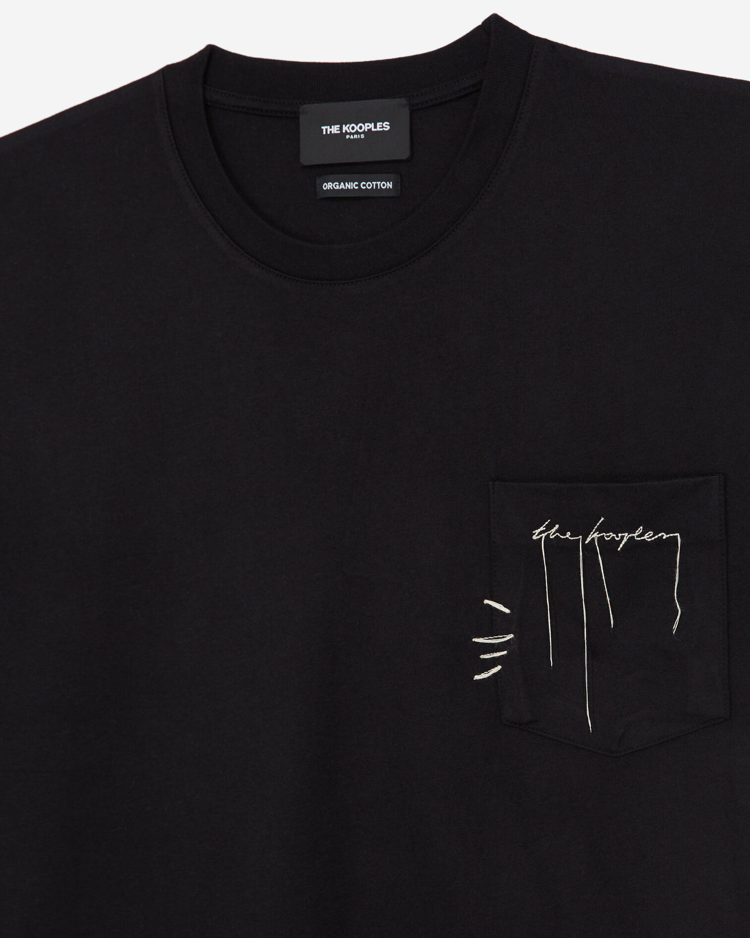 Black T-shirt in cotton with breast pocket, BLACK, hi-res image number null