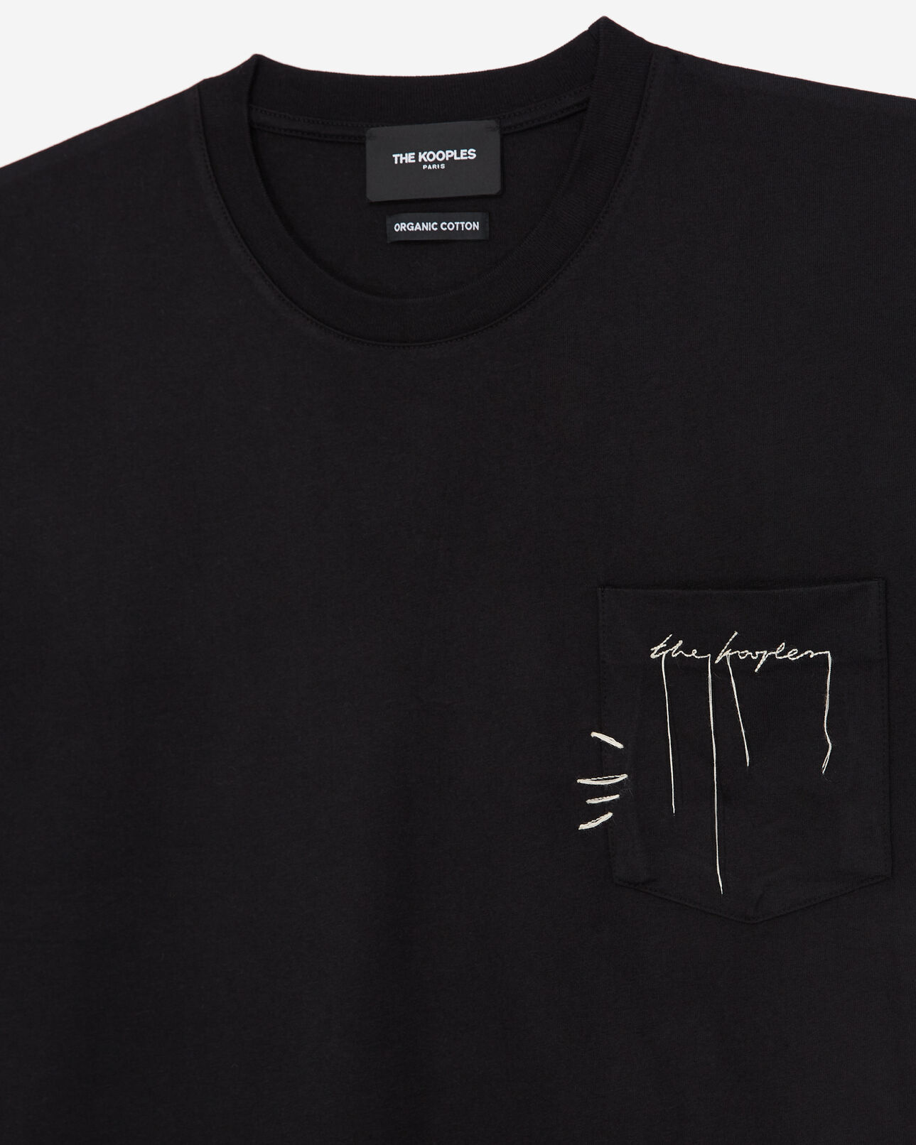 The Kooples MEN BLACK black t-shirt in cotton with breast pocket