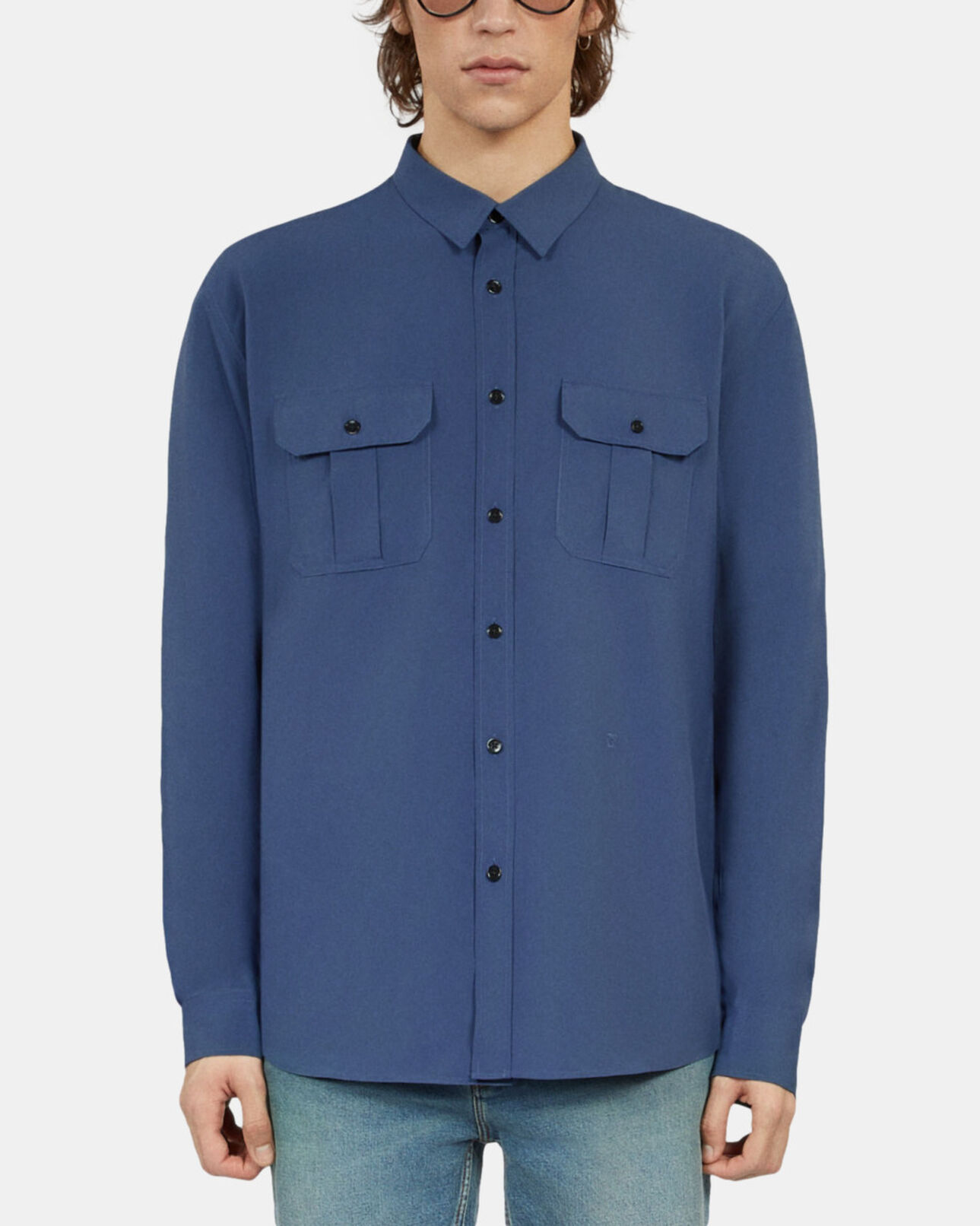 The Kooples HOMME MIDDLE NAVY chemise bleu roi