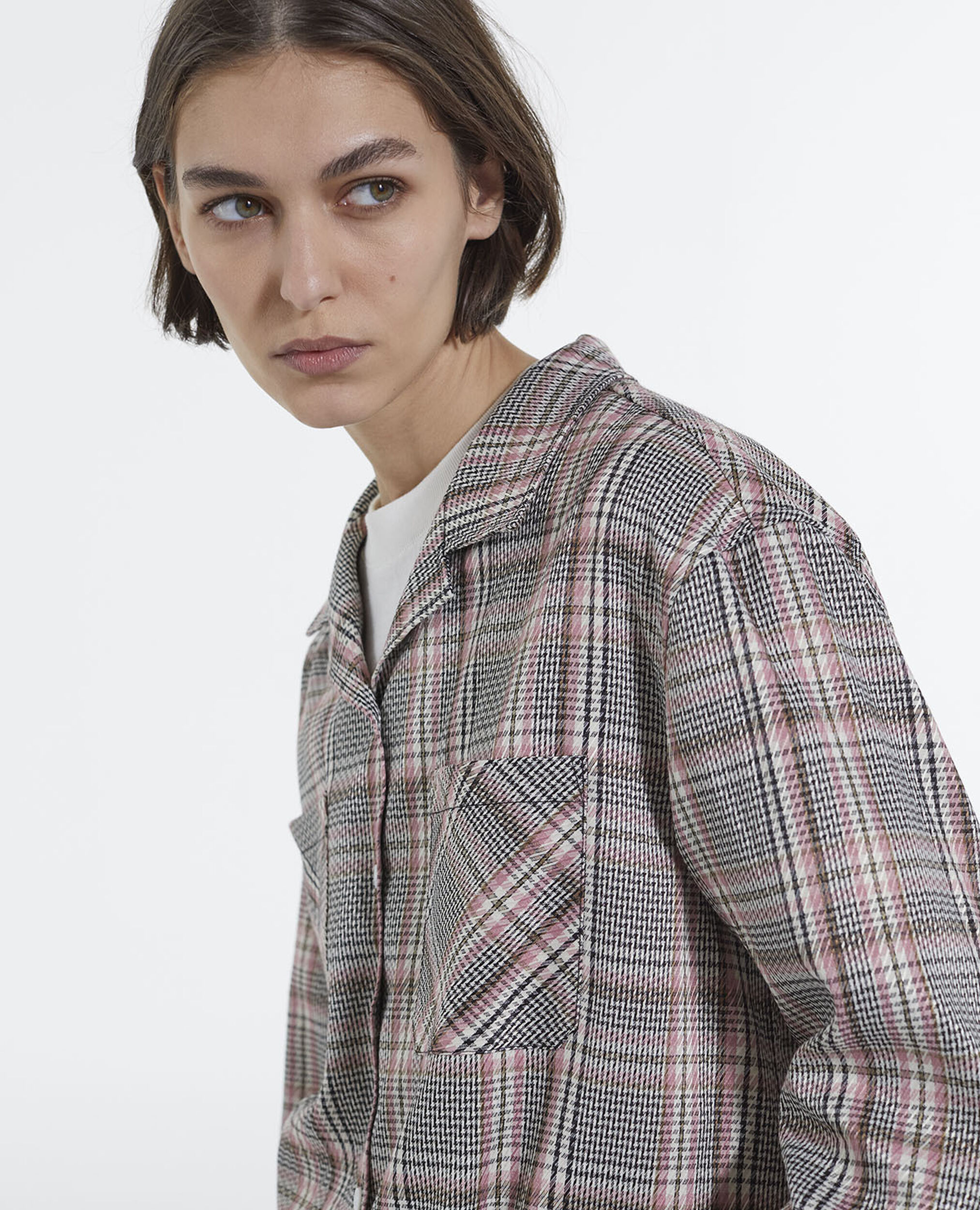 Women’s pink - black oversized checked shirt, PINK, hi-res image number null