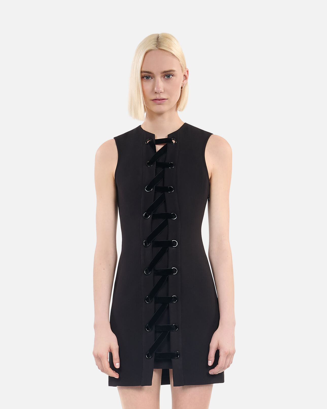 The Kooples WOMEN BLACK short black dress with lacing