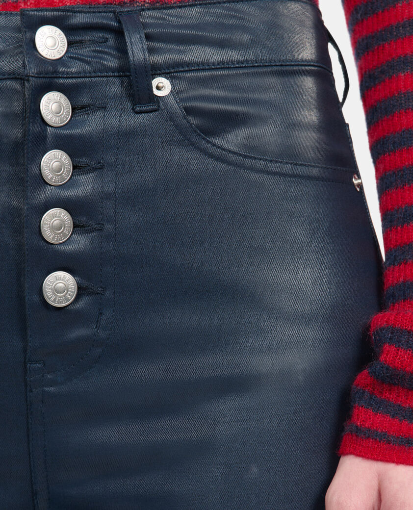 The Kooples FEMME NAVY jean skinny effet cuir bleu marine