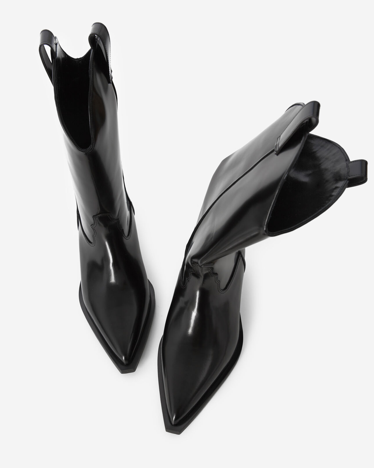 The Kooples MUJER BLACK botines piel tacón charol estilo western
