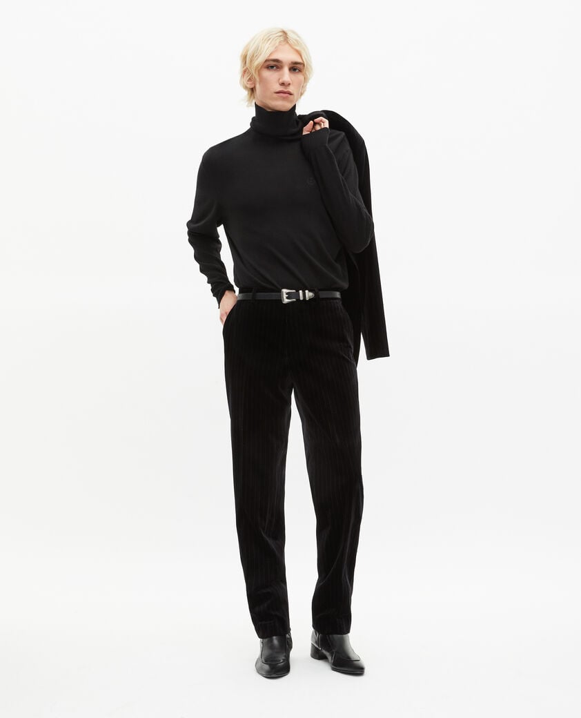 The Kooples HERREN BLACK gerade geschnittene anzughose aus schwarzem samt