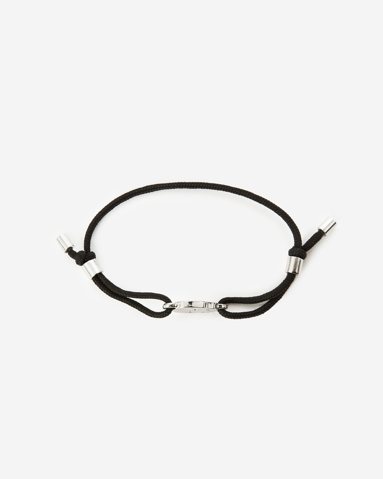 The Kooples HOMME BLACK / SILVER bracelet noir et argenté métal