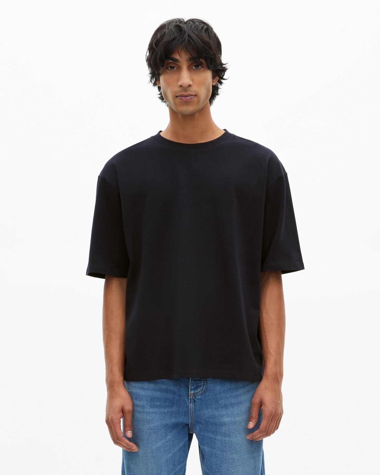 The Kooples HERREN NAVY weites, einfarbiges t-shirt in marineblau