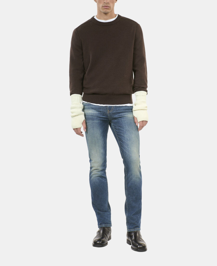The Kooples MEN DARK BROWN brown wool sweater