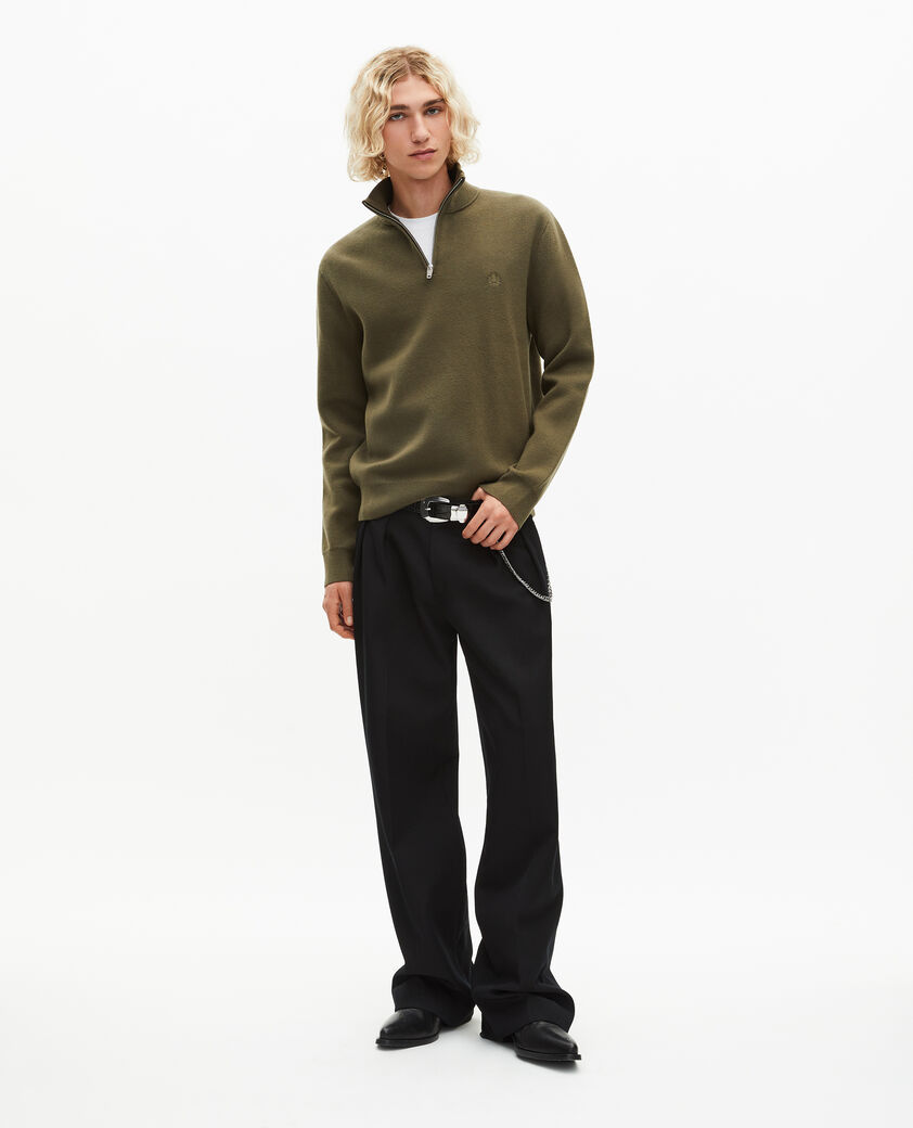 The Kooples HOMME KAKI pull col camionneur double face kaki