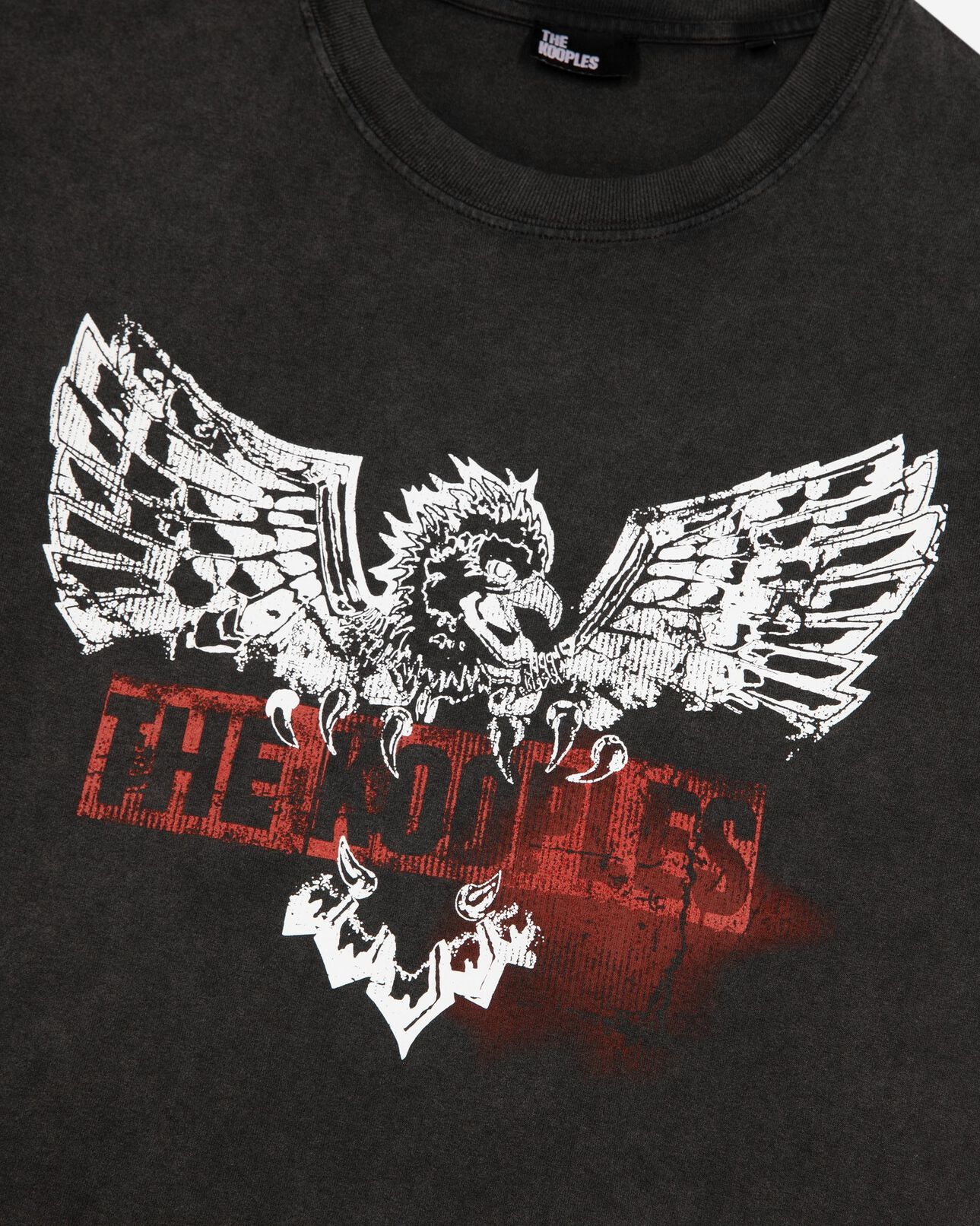 The Kooples WOMEN BLACK WASHED t-shirt with faded black screen print