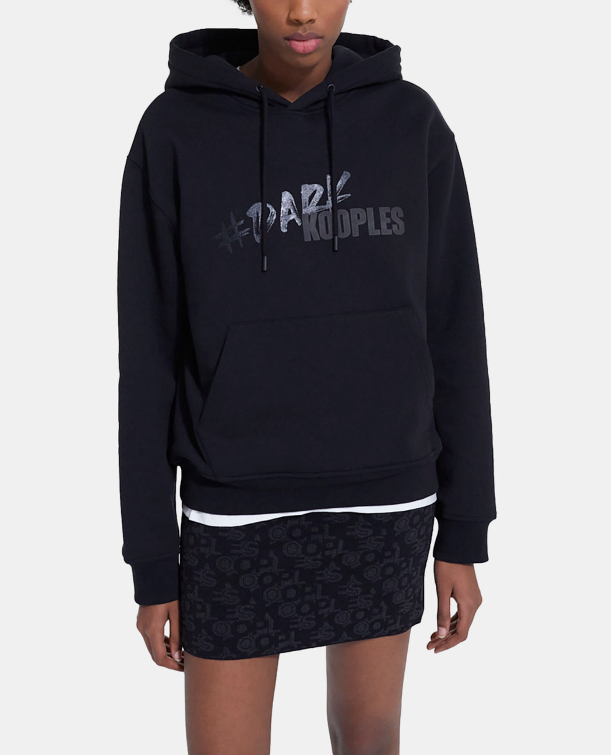 Black sweatshirt with The Kooples logo, BLACK, hi-res image number null
