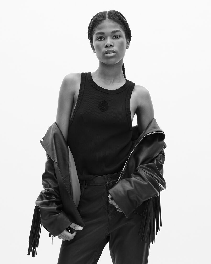 The Kooples WOMEN BLACK tank top with black crest
