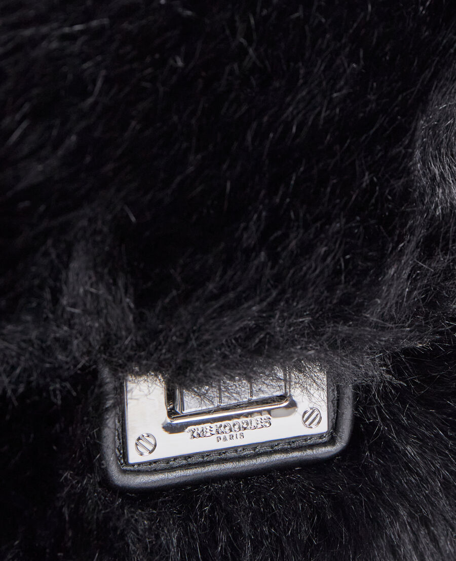 The Kooples F BLACK black faux-fur clutch bag
