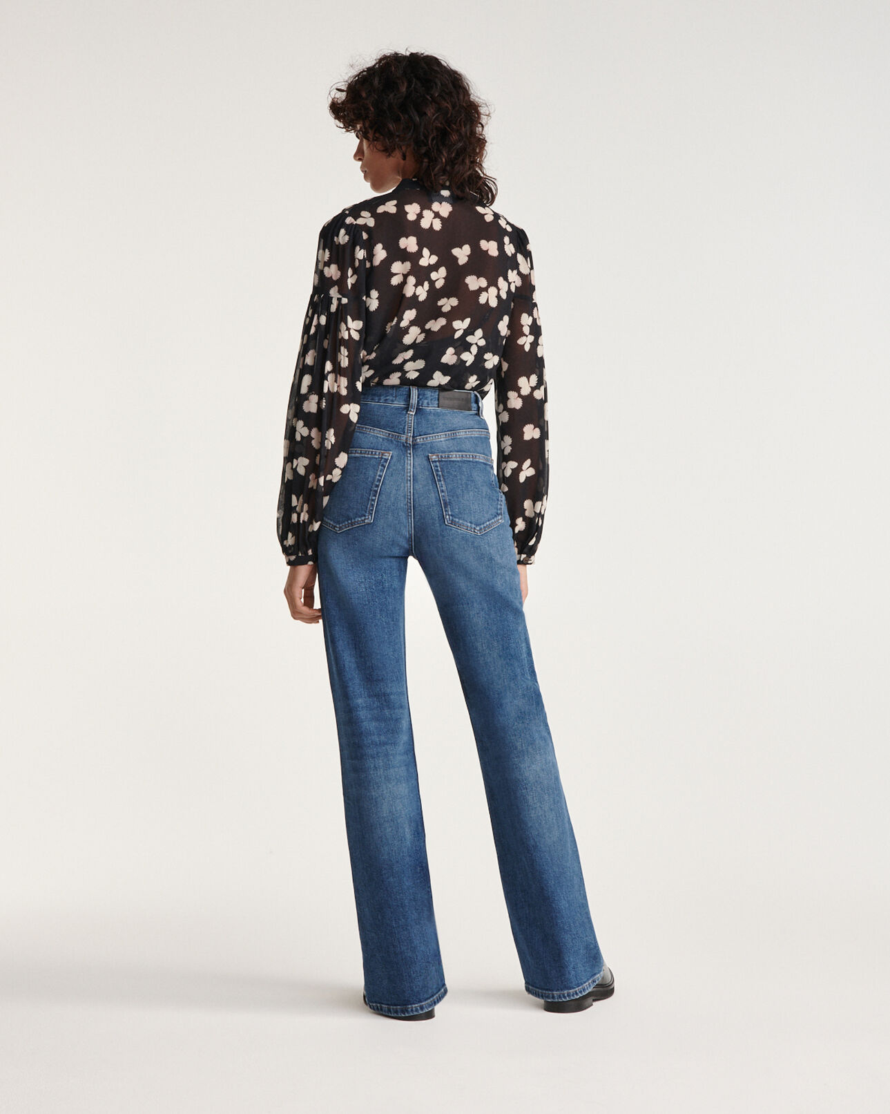 The Kooples FEMME BLUE DENIM jean bleu taille haute bootcut