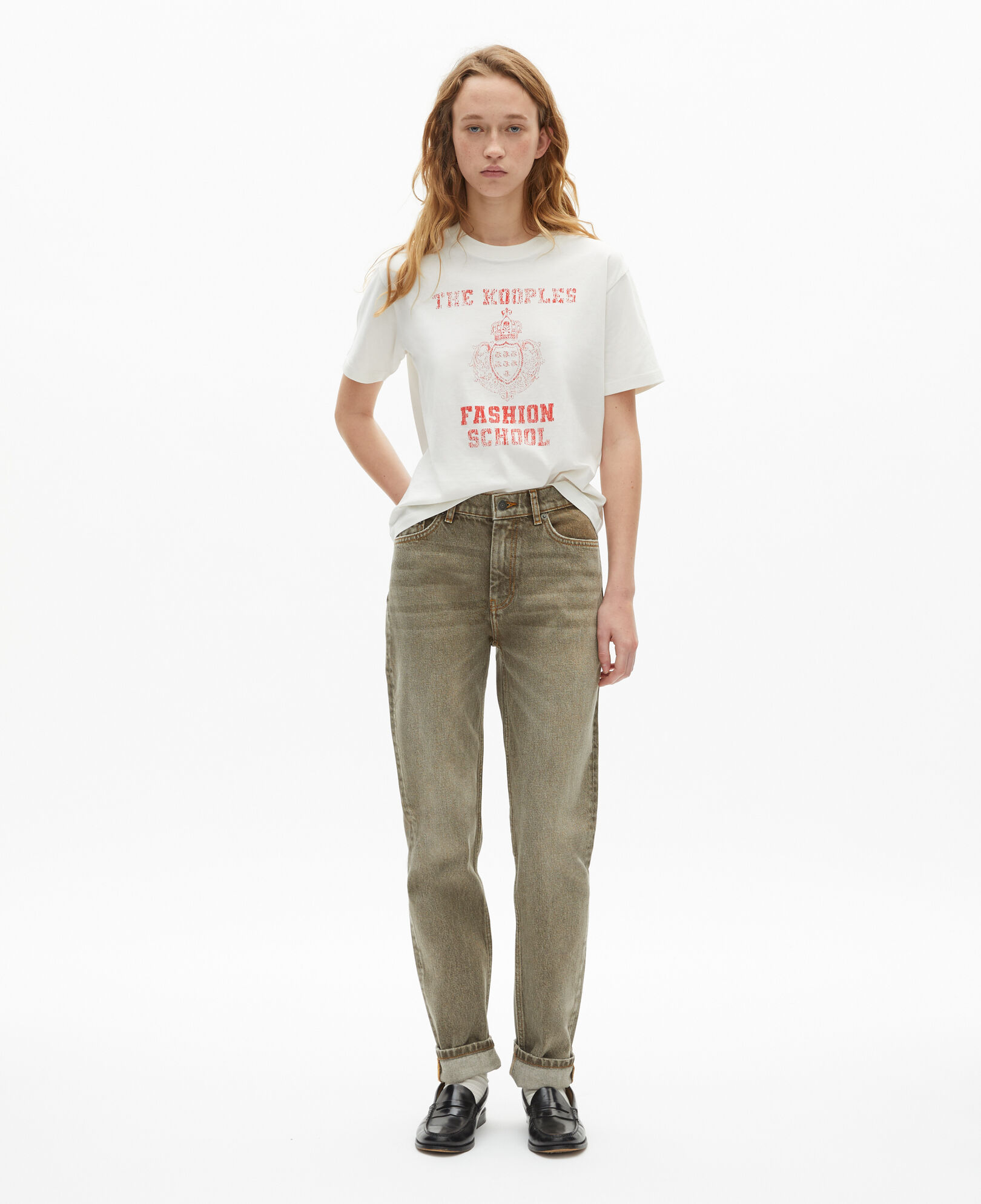 The Kooples DAMEN ECRU t-shirt mit ecrufarbenem siebdruck