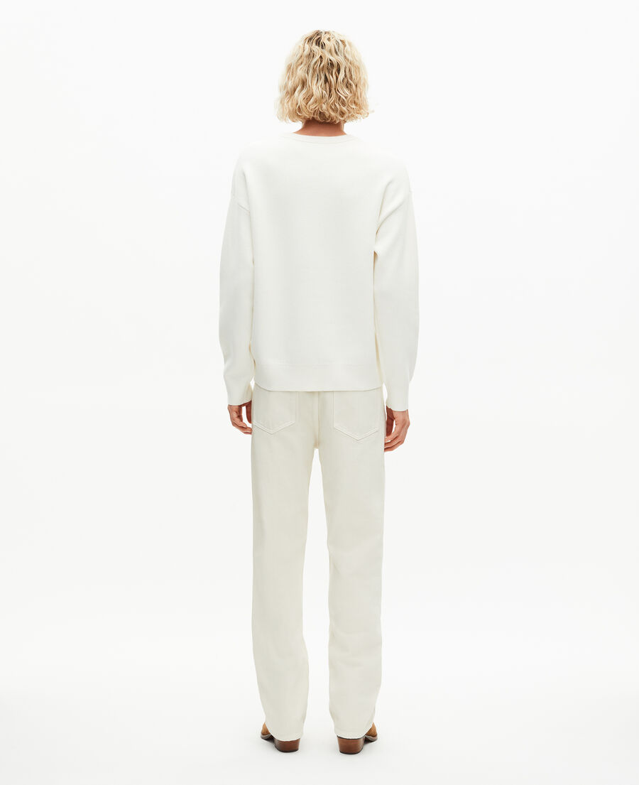 The Kooples HOMME ECRU pull col rond double face écru