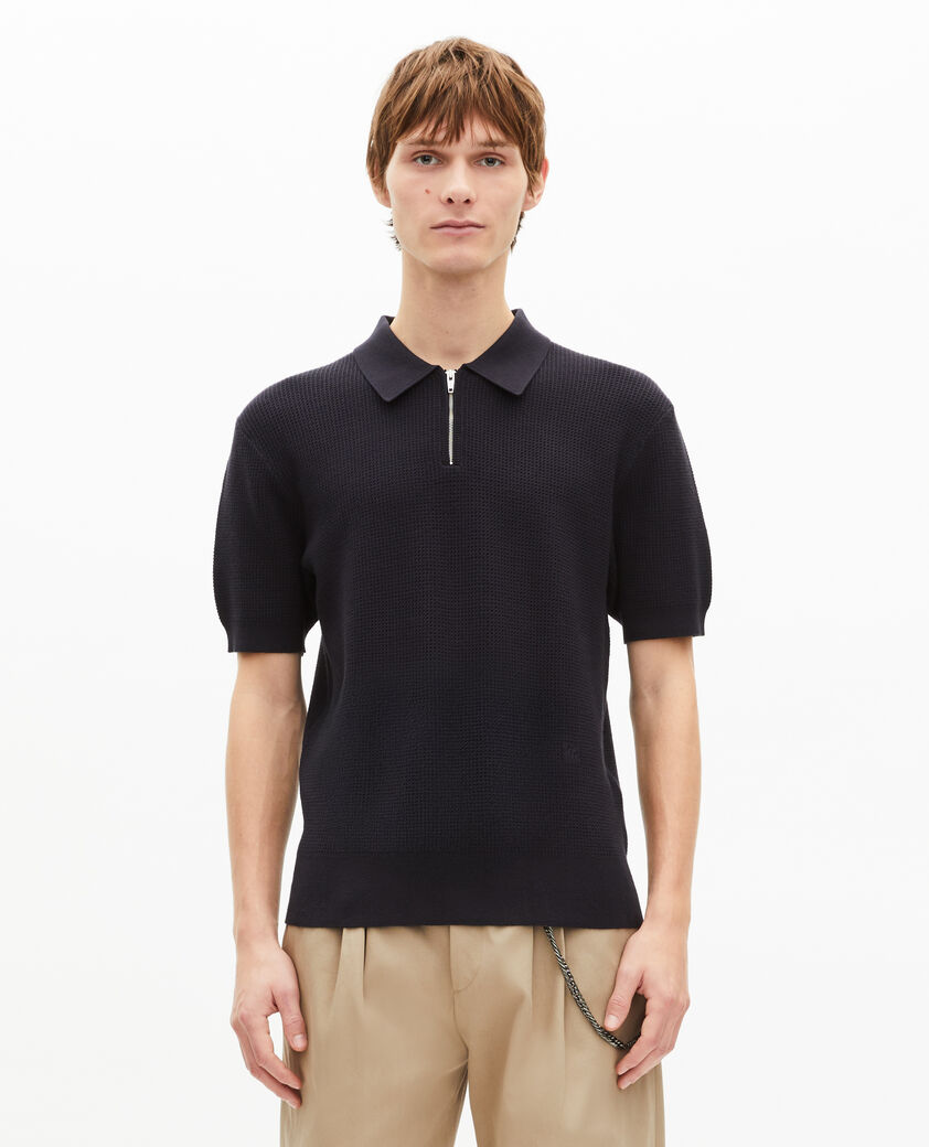 The Kooples H DARK NAVY navy polo-neck zip sweater