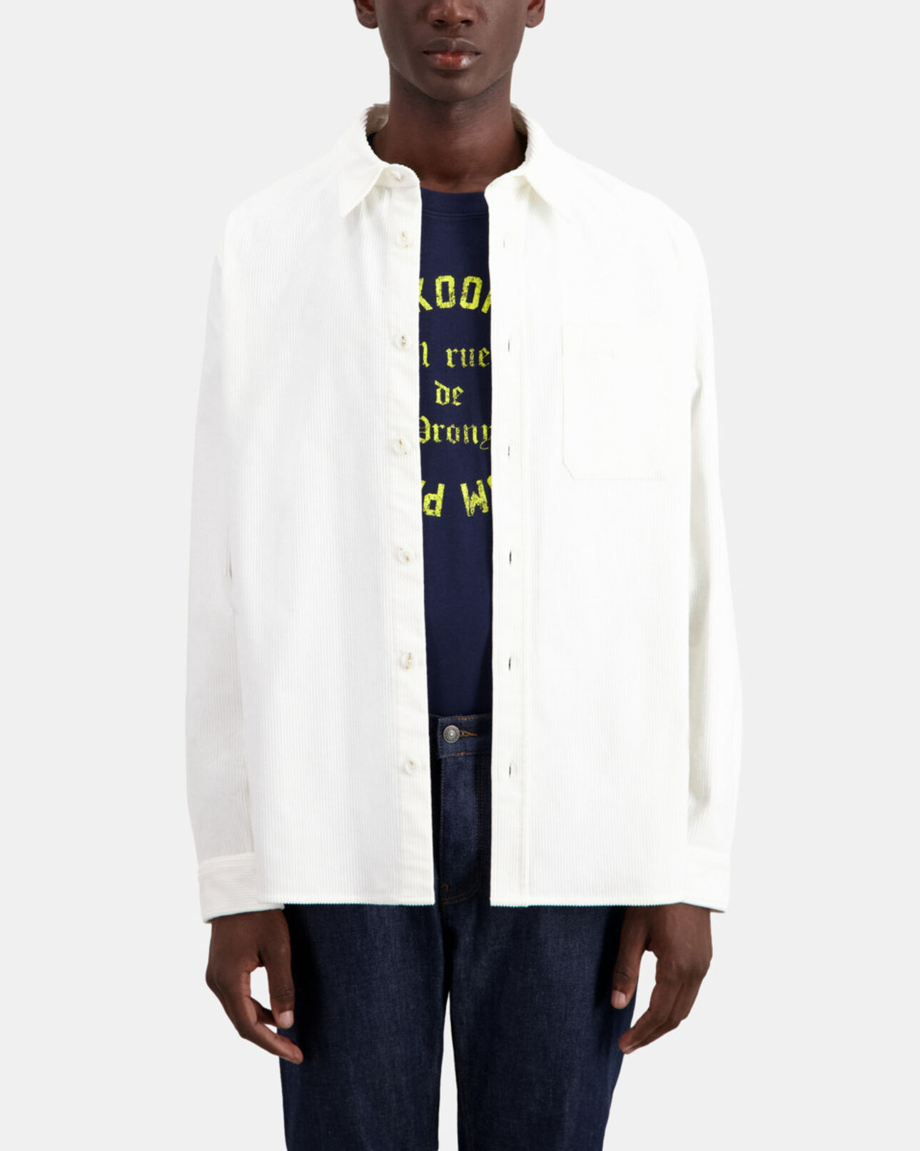 The Kooples HOMME ECRU chemise écrue en velours côtelé