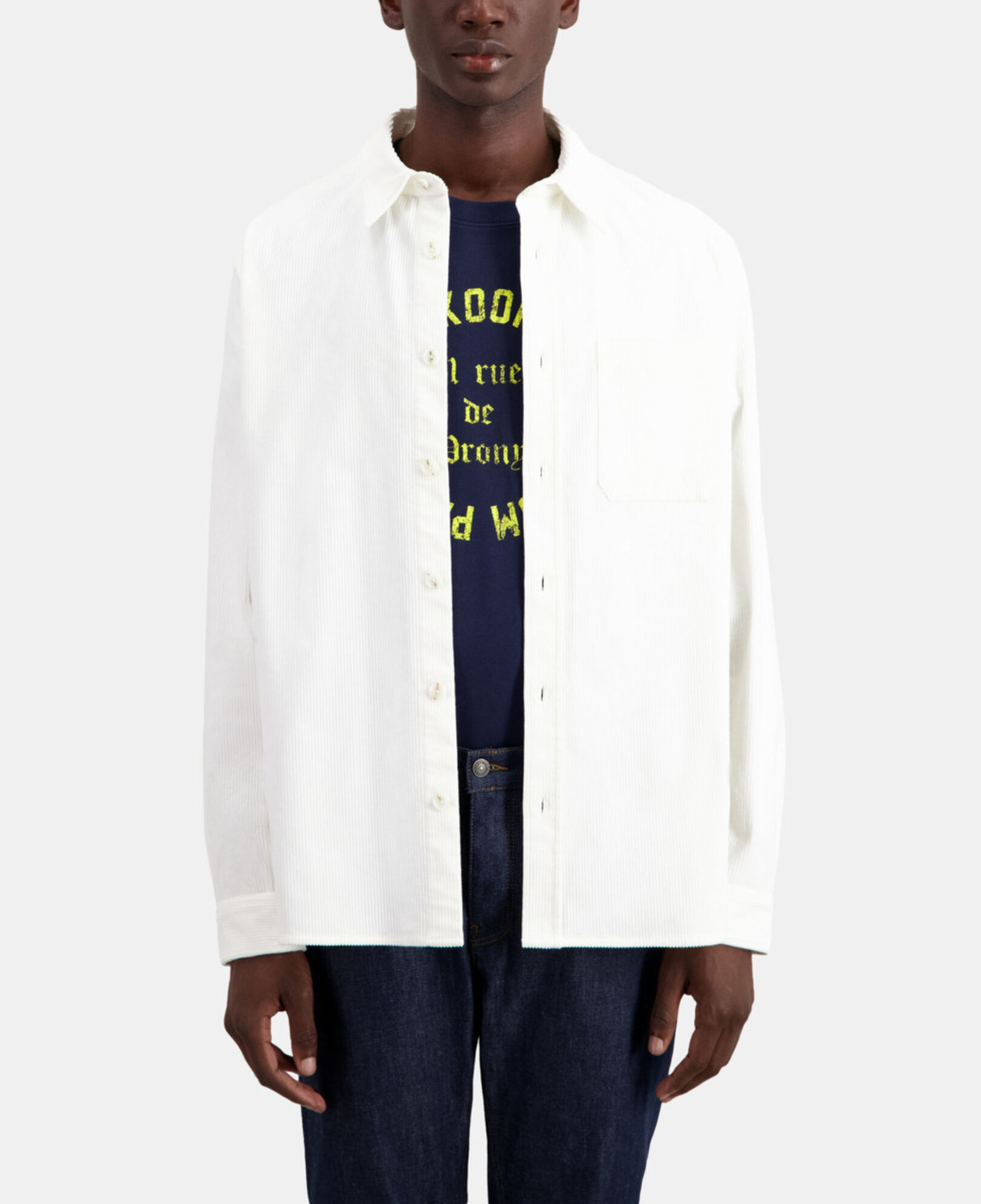 The Kooples MEN ECRU ecru corduroy shirt