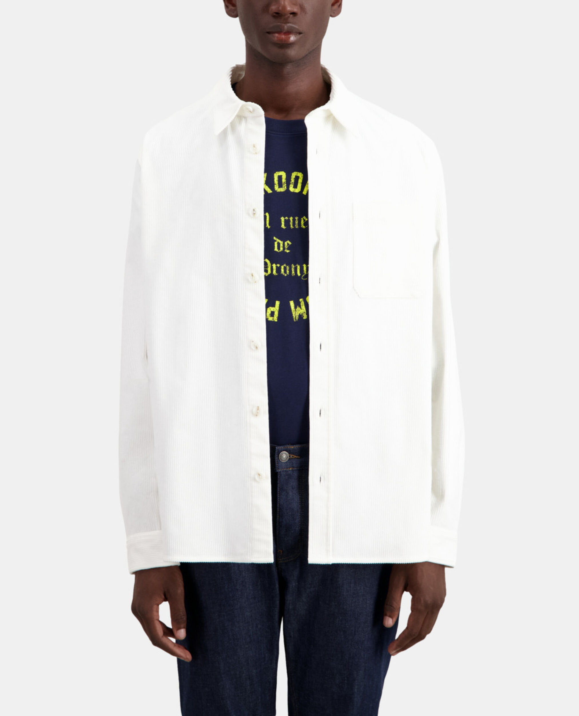 Ecru corduroy shirt, ECRU, hi-res image number null