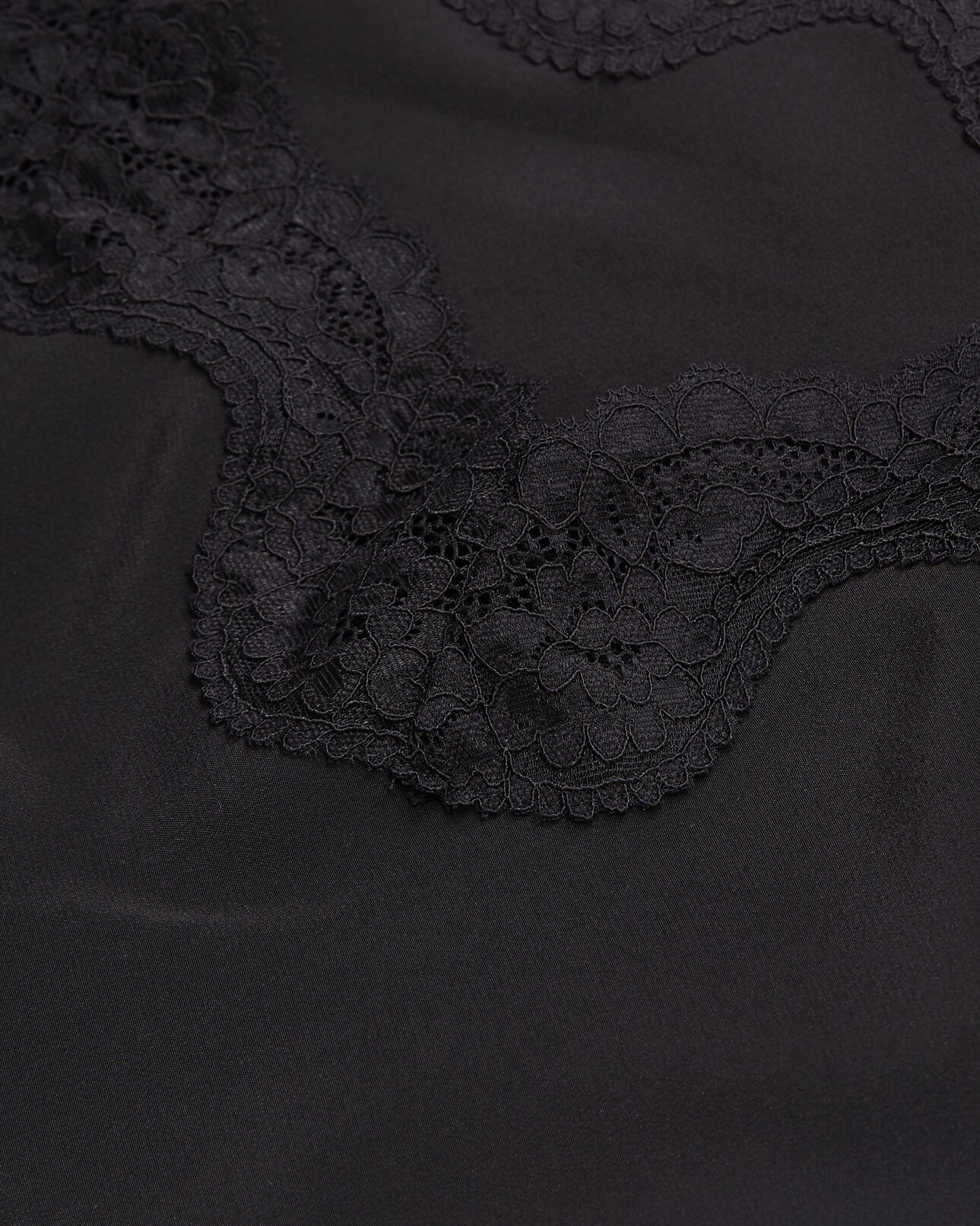 The Kooples FEMME BLACK caraco noir en soie avec détails en dentelle