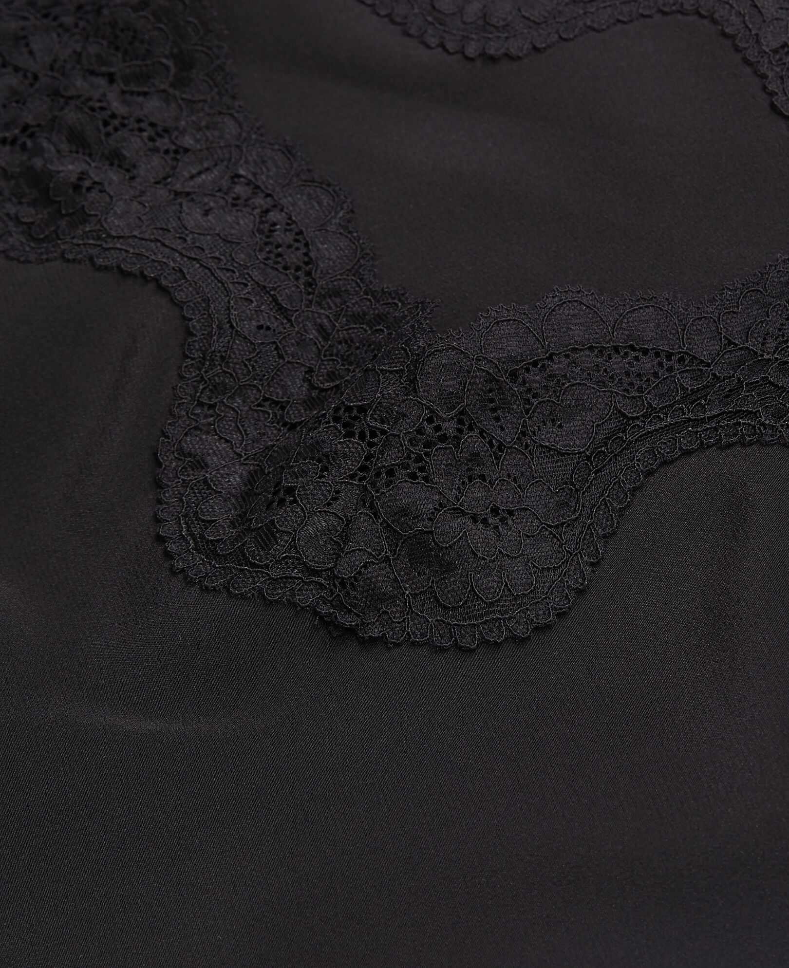 The Kooples WOMEN BLACK black silk camisole with lace details