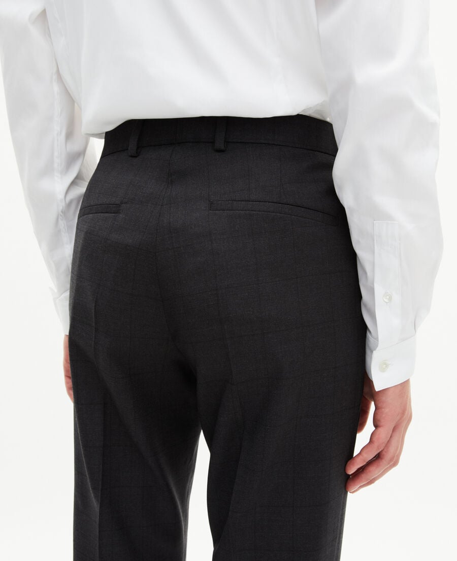 The Kooples HOMME BLACK pantalon de costume ajust&eacute; &agrave; carreaux en laine noir