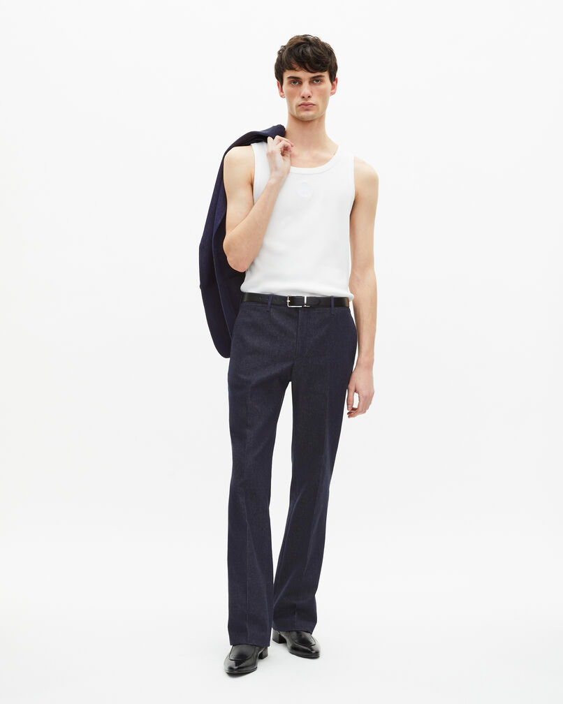 The Kooples MEN NAVY blue denim-effect suit pants