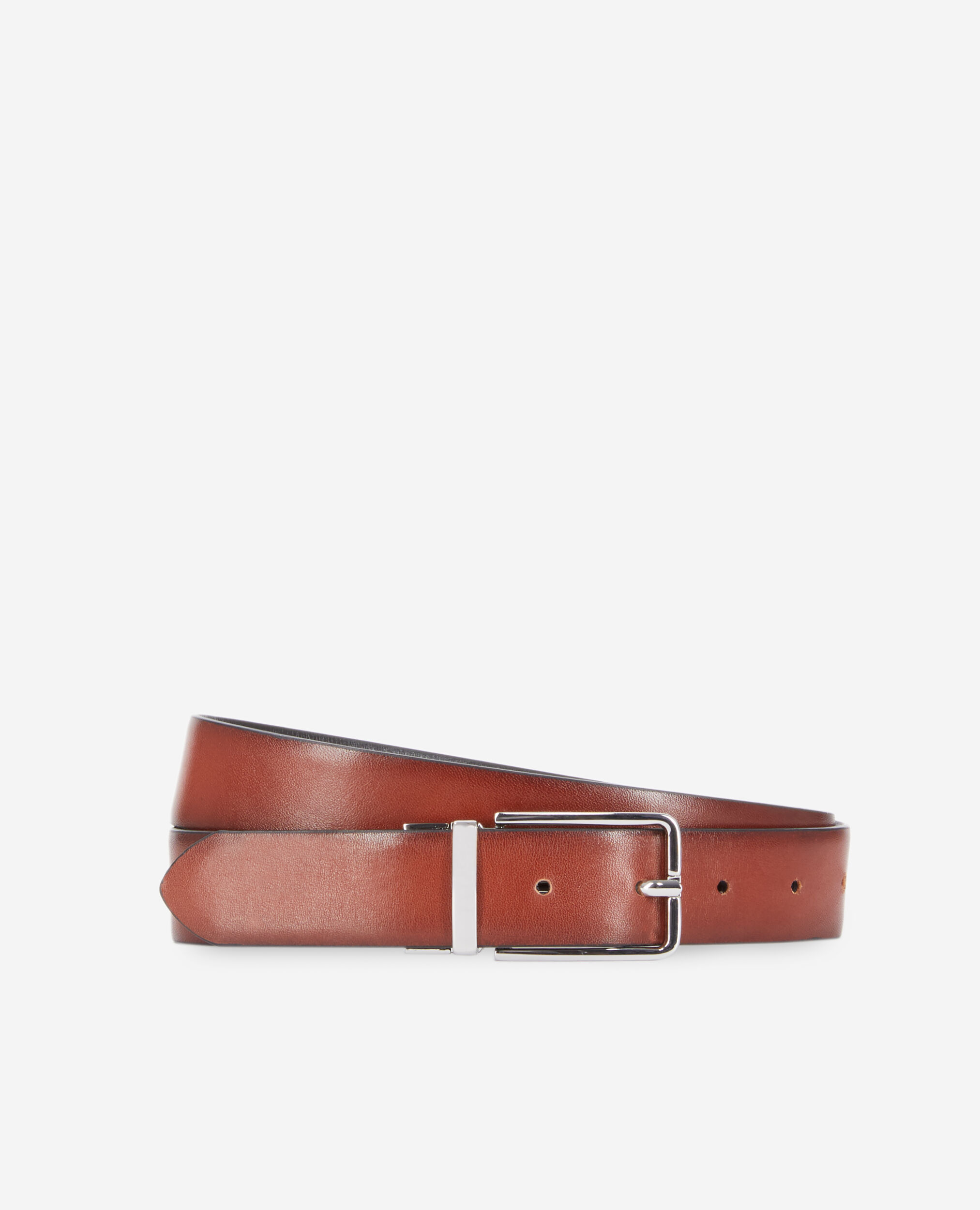 Black brown reversible two-tone leather belt, BLACK, hi-res image number null