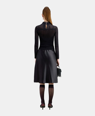 The Kooples FEMME BLACK pull noir court en maille ajour&eacute;e