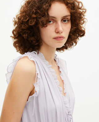 The Kooples WOMEN LIGHT PURPLE short dress with lilac ruffles