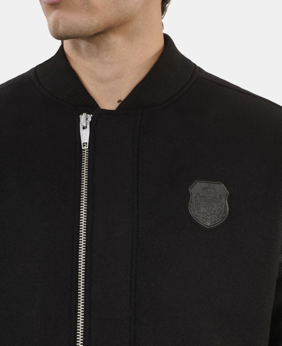 The Kooples H BLACK black double-faced wool and leather jacket