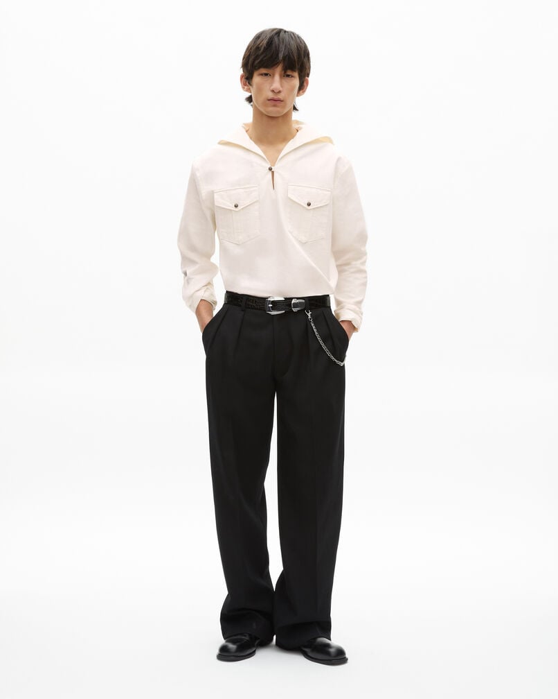 The Kooples HOMME ECRU chemise col vareuse écru