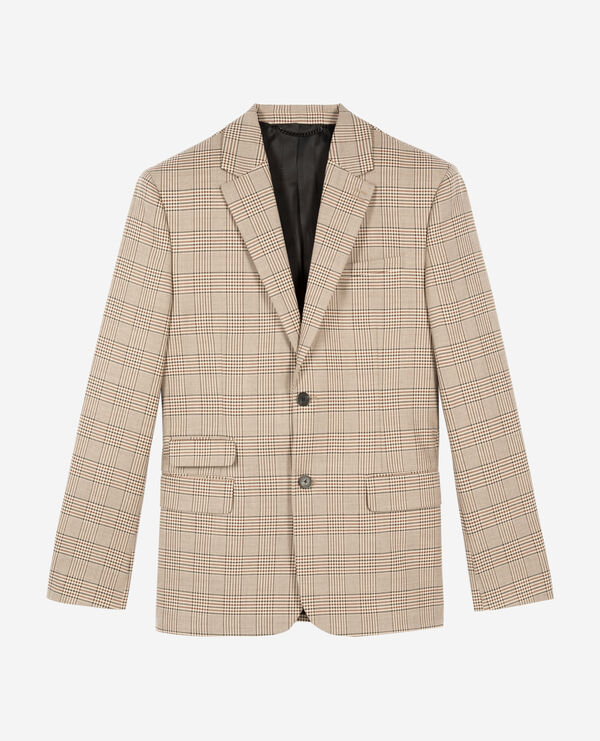 The Kooples MEN BEIGE-BROWN prince of wales beige suit jacket