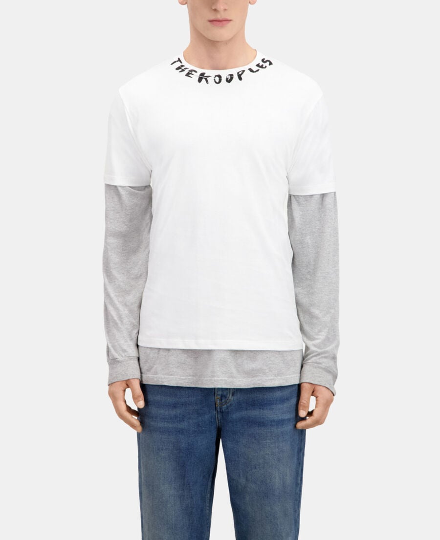 The Kooples MEN WHITE men's white t-shirt with logo
